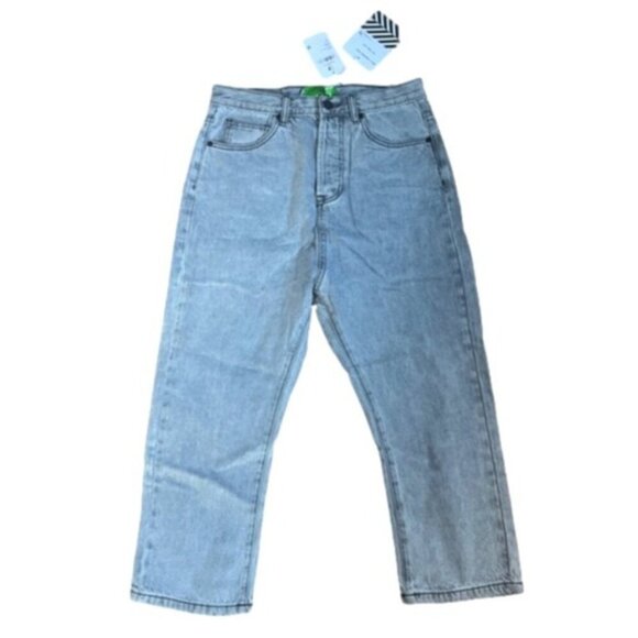 Free People Sandrine Rose Button Fly Drop Crotch Crop Jeans Gray Wide Leg NWT 27 - Picture 1 of 5